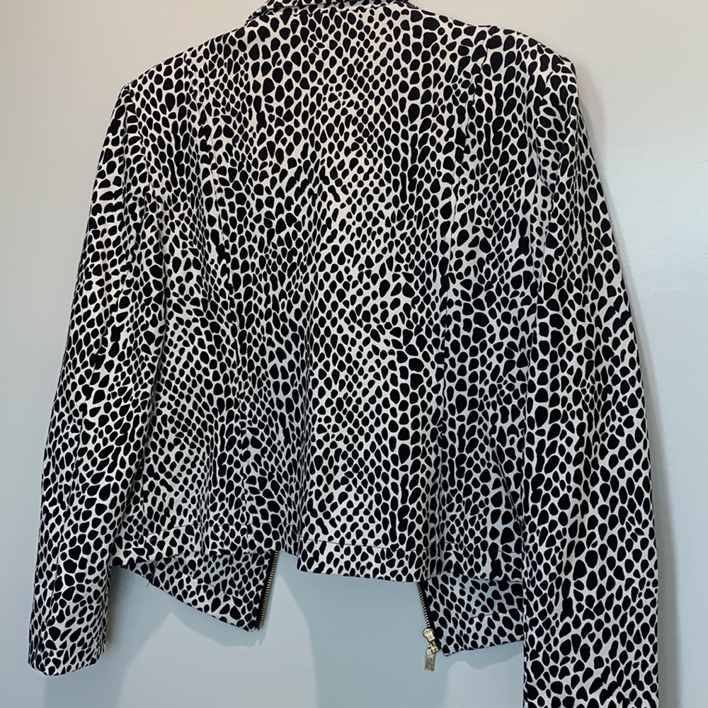 Anne Klein leopard print black and white moto jacket size medium - Picture 4 of 5